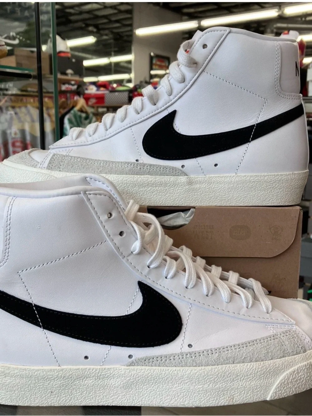 Nike Blazer Mid ‘77 White with Black Swoosh - Men's High-Top Sneakers